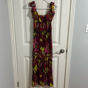 EUC Steve Madden Retro Floral Gauzy Maxi Dress